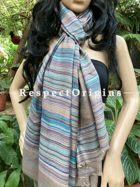 Luxury MultiColored Woven Kashmiri Double Shaded fine Woolen Stole for women;80 X 40 Inches; u602075863_New_db.com