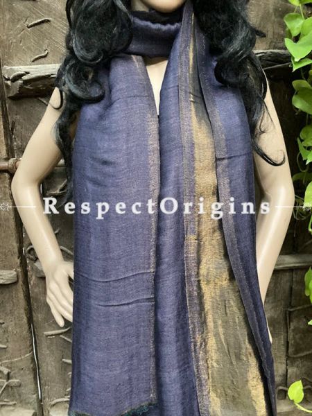 Black and Gold Woven Kashmiri Fine Woolen Double Shaded with Zari work Shawl for women;80 X 28 Inches; u602075863_New_db.com