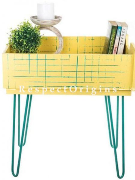 Buy Yellow Wood and Iron Side Table At u602075863_New_db.com