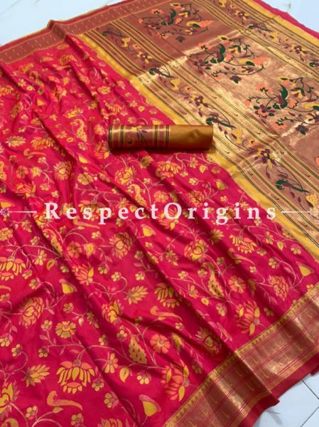 Kanchipuram Pure Silk Saree in Red,Full body weaving with Contrast Running Blouse; u602075863_New_db.com