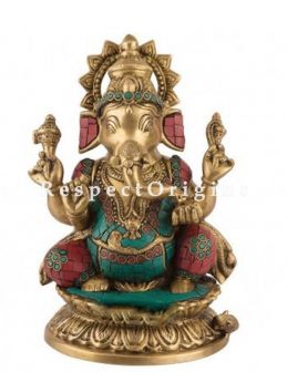 Buy Multicolor Handcrafted Lord Ganesha Brass Statue 10 Inches at com