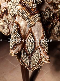 Buy Handcrafted Table Cover, Cream base net with beadwork and golden embroidery, 83x39 in At com