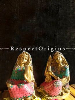 Buy Gorgeous Brass with Stonework Musicians Set of 2 At com