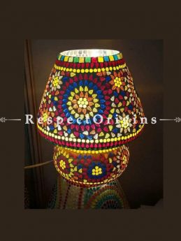 Beautiful Handcrafted Radiant Blue Pottery Electric Desk Table Lantern Lamp for Home Decor; 12 Inch; com