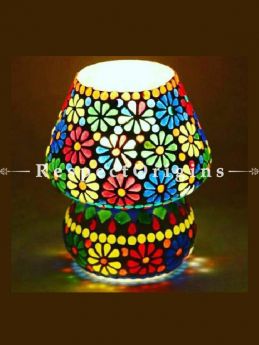 Lovely Handcrafted Vibrant Blue Pottery Electric Desk Table Lantern Lamp for Home Decor; 12 Inch; com