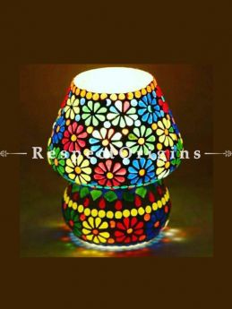 Lovely Handcrafted Vibrant Blue Pottery Electric Desk Table Lantern Lamp for Home Decor; 12 Inch; com