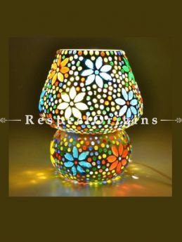 Pretty Handcrafted Vivid Blue Pottery Electric Desk Table Lantern Lamp for Home Decor; 12 Inch; com