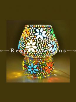 Pretty Handcrafted Vivid Blue Pottery Electric Desk Table Lantern Lamp for Home Decor; 12 Inch; com