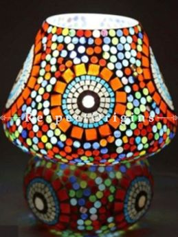 Attractive Handcrafted Glowing Blue Pottery Electric Desk Table Lantern Lamp for Home Decor; 12 Inch; com