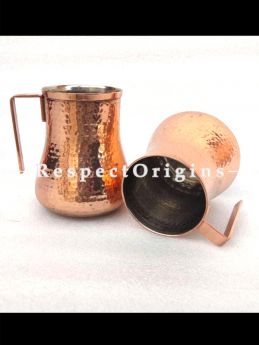 Set of 2 Handmade Pure Copper Water Mug Hammered Leak Proof Ayurvedic Health Benefits Ideal for Home, Barware ; com