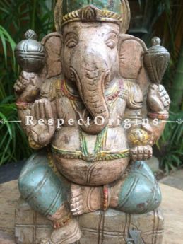 Buy Ganesha Statue or Figurine; Beige, Tamil Nadu Wood Craft, 10x2x6 in At com