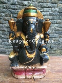 Buy Ganesha Statue or Figurine; Black Tamil Nadu Wood Craft, 10x3x6 in At com