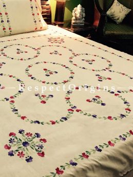 Buy Luxurious Needlework; Maroon and Green on Yellow; Cotton Bedspread; 2 Pillow Cases included; 90x108 in At com