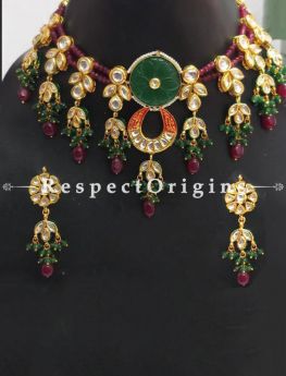 Fascinating Multicoloured Meenakari Choker Necklace with Beautiful Earrings; com