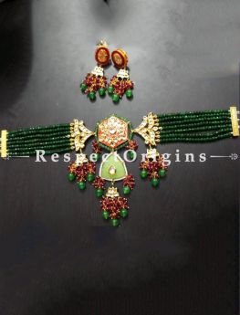 Marvellous Meenakari Choker Necklace with Beautiful Earrings; com