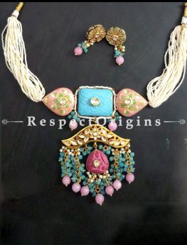 Marvellous Multicoloured Choker Meenakari Necklace with Beautiful Earrings; com