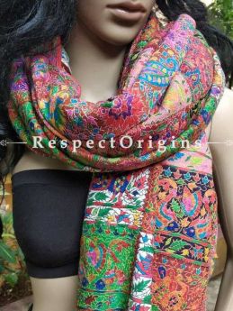 Buy Fancy Ladies Shawl, Kashmiri Sozni Embroidery jamawaar Style Pashmina Shawls, 80x36 in At RespectOriigns.com