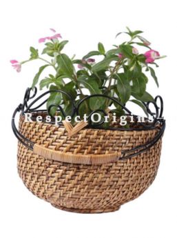 Buy Medium Hand Braided Round Rattan Cane Planter; com