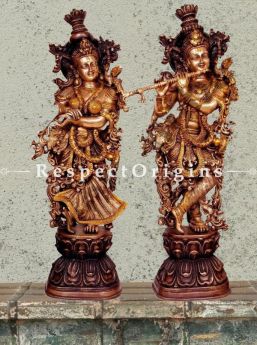 Buy Handcrafted Vintage Lord Radha Krishna Statue; Brass At com