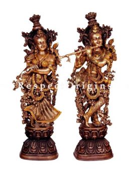 Buy Handcrafted Vintage Lord Radha Krishna Statue; Brass At com