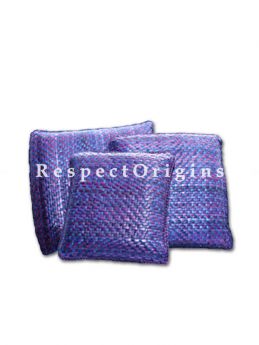 Buy Set of 3 Handcrafted Square Shape Purple Cushion Set; Screw Pine Leaf; Purple; Ecofriendly At com