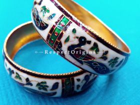 White base Minakari Bangles; Copper Alloy, com