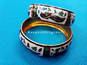 White base Minakari Bangles; Copper Alloy, com
