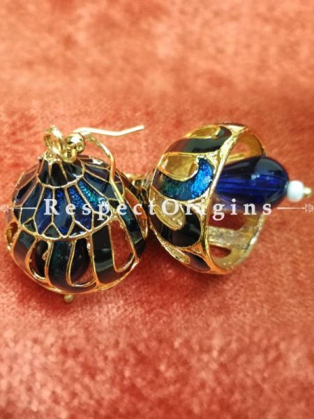 Blue with golden Meenakari EarRing; Copper Alloy,u602075863_New_db.com