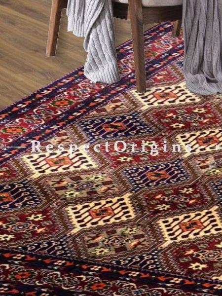 Buy Sophia Hand-Knotted Tribal Geometric Pattern Living Room Woolen Area Rug; Afghan Design Multi Color Carpet; Size 5x7 Ft At u602075863_New_db.com