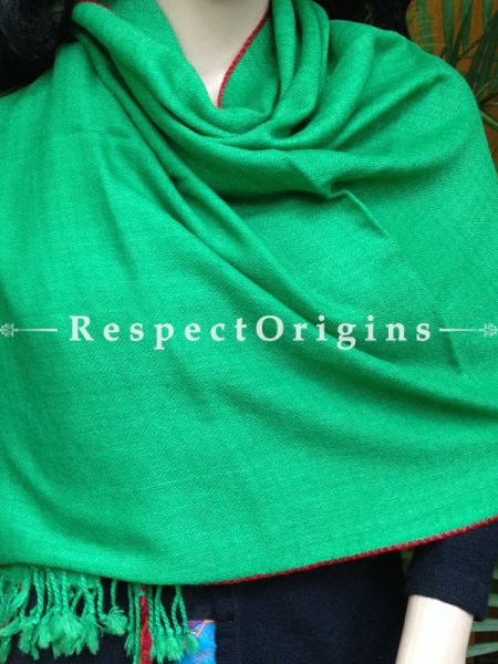 Green Handwoven FRinged Kullu Handloom Pure Woolen Warm and Soft Traditional Himachal Stole for Girls and Women; u602075863_New_db.com