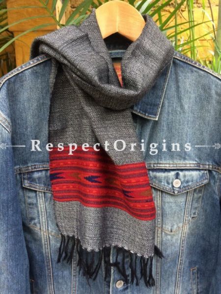 Buy Men Kullu Muffler; Grey Hand Loomed Pure Wool at u602075863_New_db.com