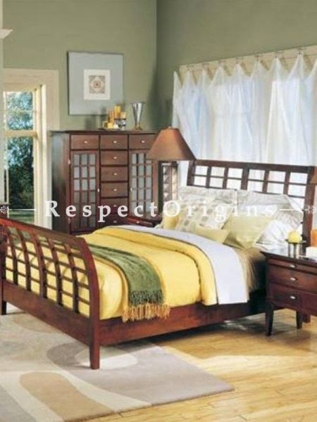 Buy Jamaica Solid Wood Bedroom Suite; Double Bed, Night Stand, Dresser with Mirror, Storage Bench At u602075863_New_db.com