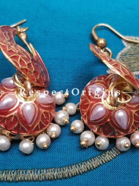 Red Meenakari EarRing; Copper Alloy, u602075863_New_db.com