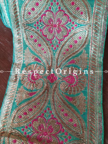 Vintage Benarasi Saree Border with Zari; Sea Green; 300 x 4 Inches; u602075863_New_db.com