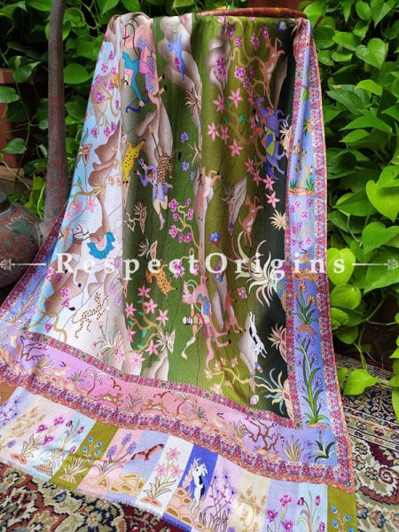 Green Designer Fine Luxury Formal Silken Stoles for Work Wear or Evening Wear;Length 80 x 30 Width Inches.; u602075863_New_db.com