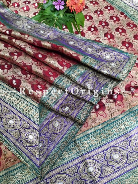 Buy Maroon and Gold Vintage Banarasi Kinkhab Brocade Silk Luxury Duppatta with Contrast Border;At u602075863_New_db