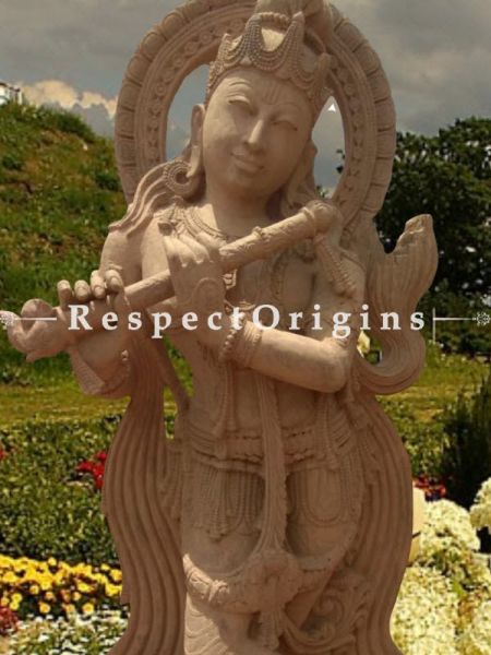 Buy Amazing Krishna Stone Statue for Patio, Poolside or indoors; 5 Feet At RespectOriigns.com