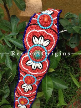 Traditional Ladakhi Vintage Pendant Beaded Belt; Red, Blue and Black Beads; u602075863_New_db.com