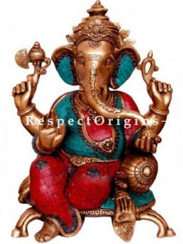 Buy Seated Ganesha in Brass; 22 inch At u602075863_New_db.com