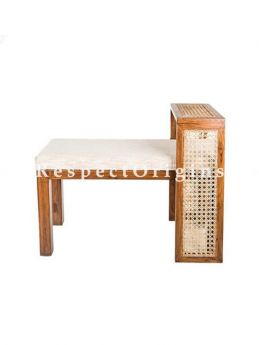 Buy Buy Brown Teak and Rattan Cane Table Bench At u602075863_New_db.com