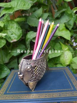 Fish Design Brass Tribal Dhokra Pen Stand; 5 Inches; u602075863_New_db.com