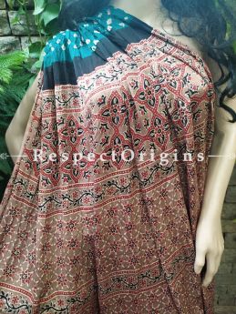 Bandhej Tie-Dye Modal Silk Saree with Hand-printed Ajrakh Pallu: Blue