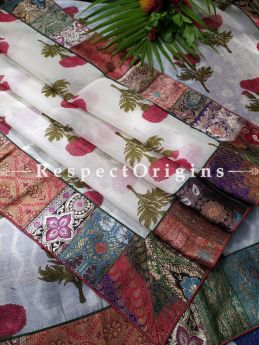 Buy Unique White Duppata with Kalamkari Print with Silk Contrast Border;At u602075863_New_db