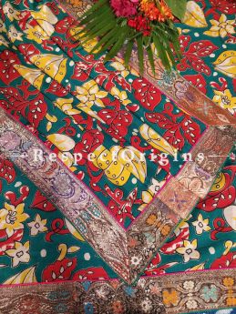 Buy Green and Red Dupatta with Kalamkari with Silk Contrast Border;At u602075863_New_db