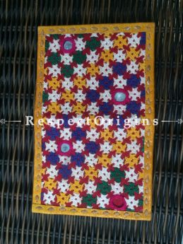 Visiting Card Holders; Genuine Handcrafted Leather; Green, Blue, White & Yellow Kutchi Embroidery; u602075863_New_db.com